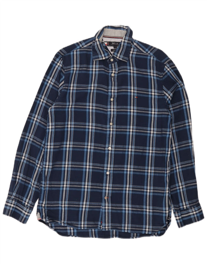 Tommy Hilfiger Herren-Hemd mit normaler Passform, groß, marineblau, kariert, Baumwolle