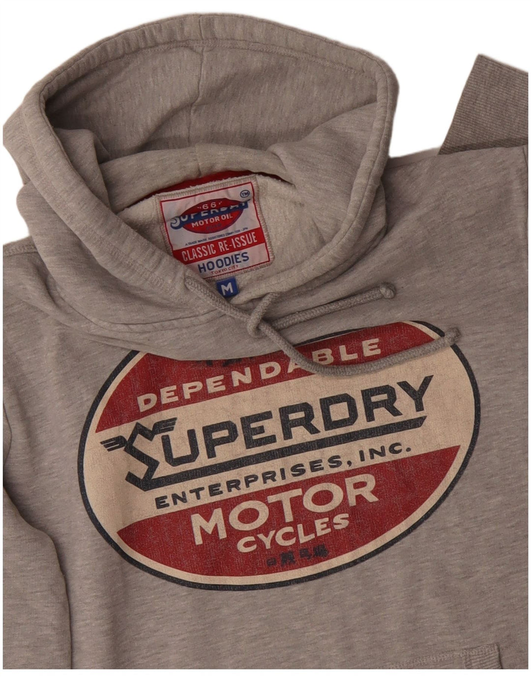 SUPERDRY Herren-Kapuzenpullover mit Grafik, mittelgraue Baumwolle