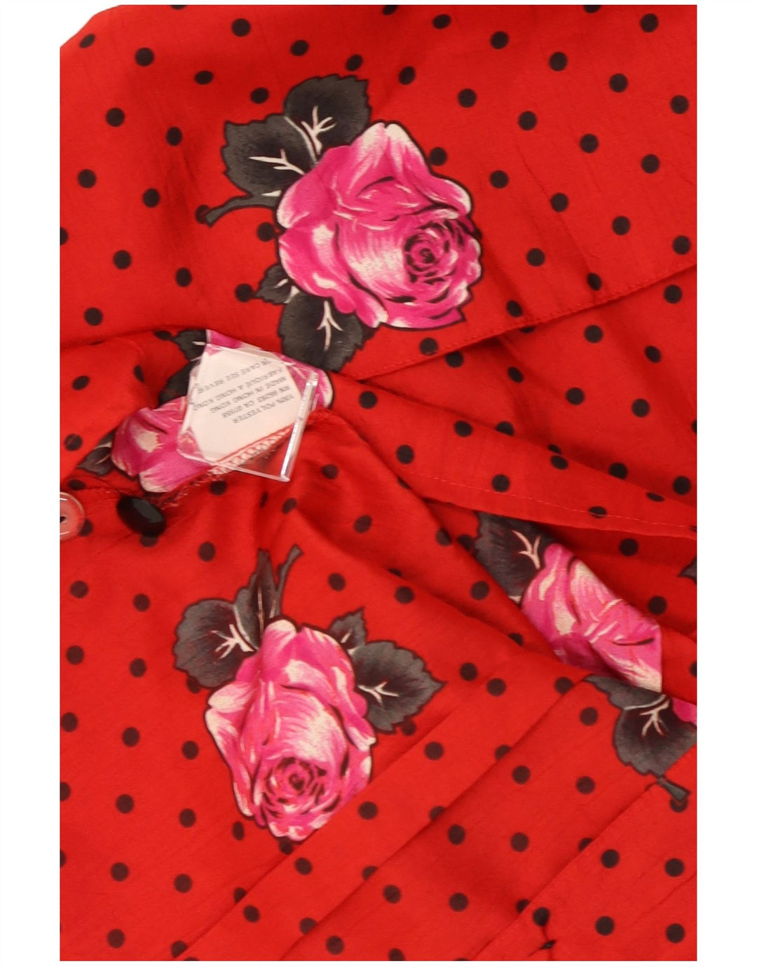 Vintage Damen Hemdbluse UK 14 Mittelrot geblümtes Polyester