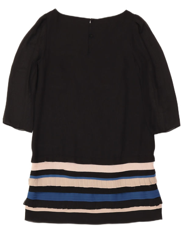 MONSOON Damen-Etuikleid mit 3/4-Ärmeln, UK-Gr. 12, Mittelschwarz gestreift