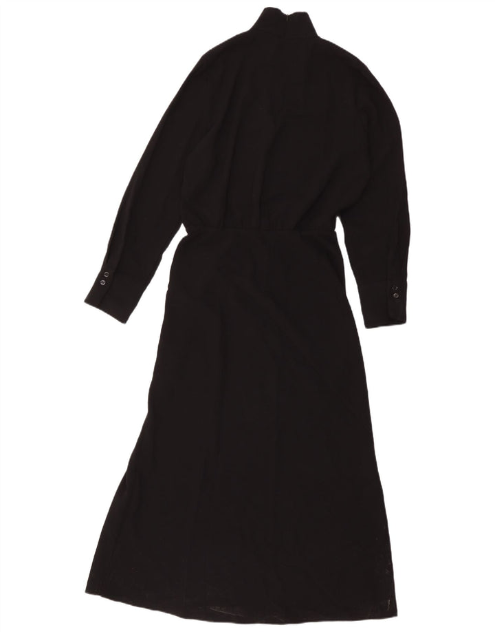 Zara Damen Langarm-Maxikleid UK 12 Medium Schwarz Polyester