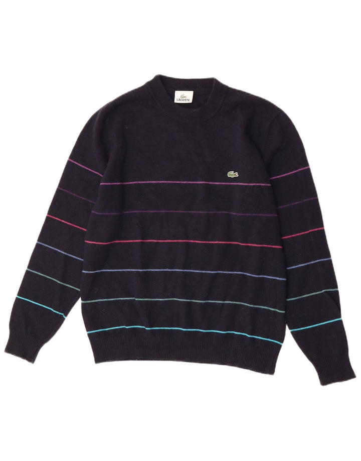 Lacoste Herren-Pullover mit Rundhalsausschnitt, Größe 3, klein, marineblau gestreift