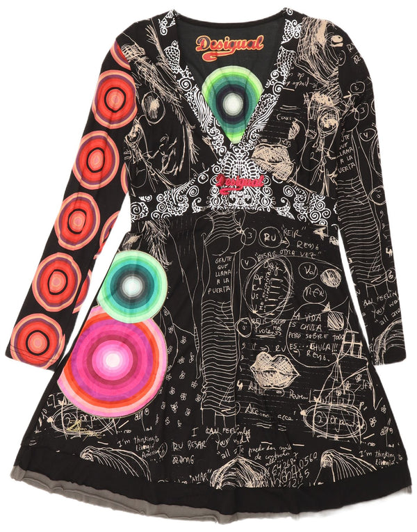 Desigual Womens Abstract Pattern Graphic Empire Kleid XL Schwarz Modern
