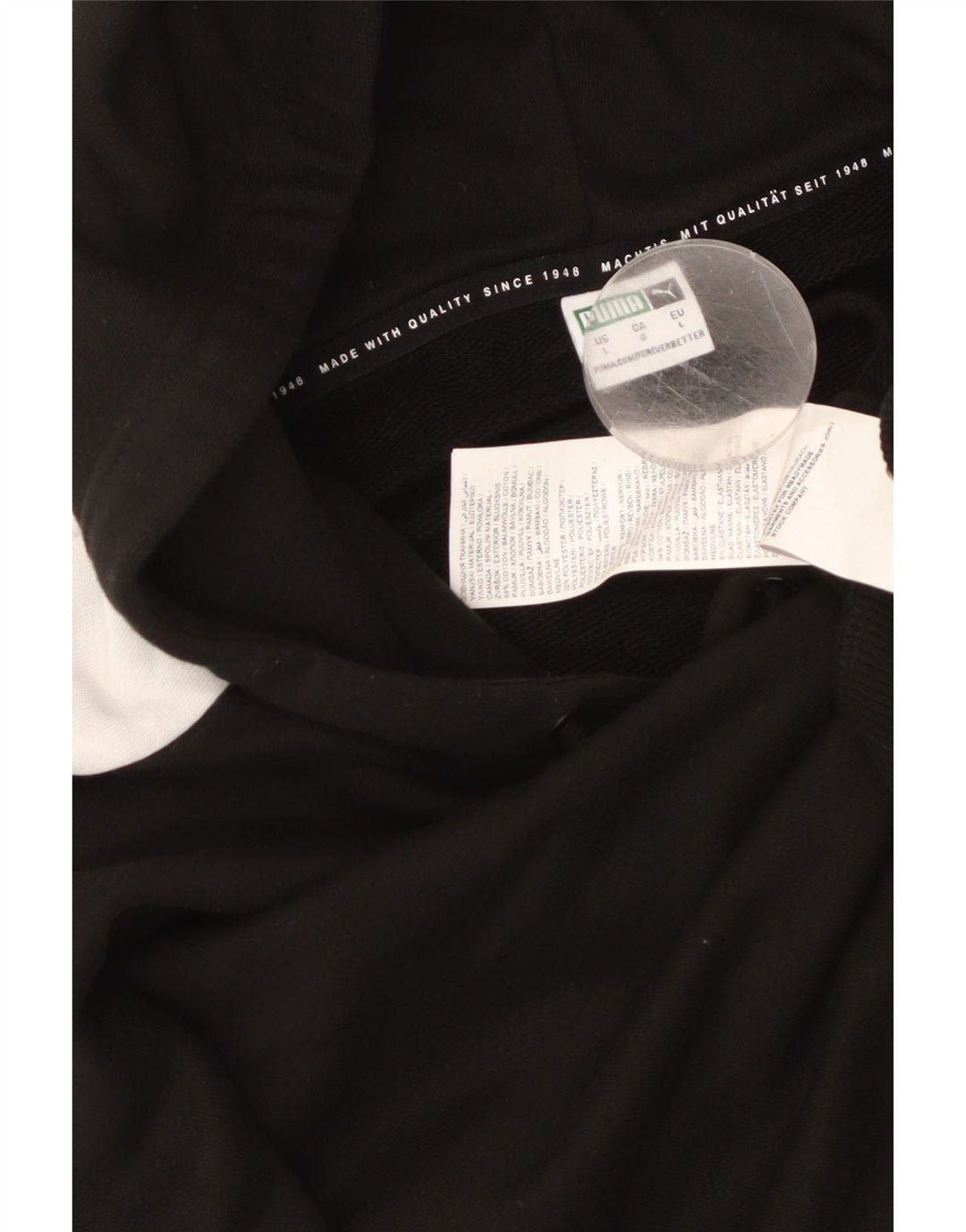 PUMA Womens Oversized Crop Hoodie Pullover UK 16 Large Schwarz Colourblock