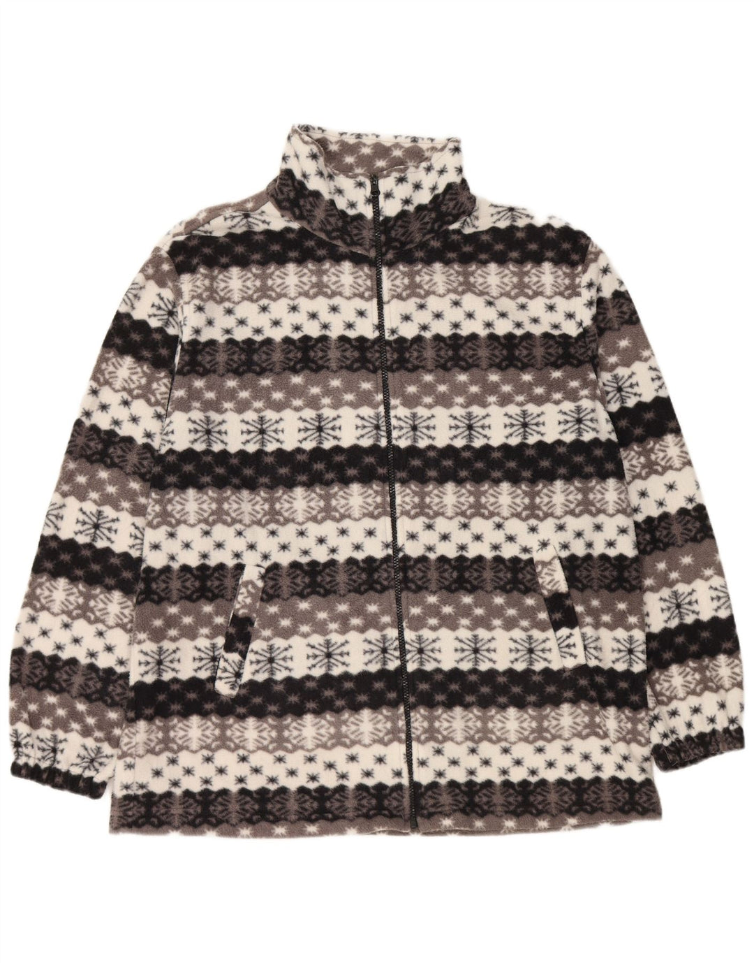 VINTAGE Herren Fleecejacke UK 44 2XL Grau Fair Isle
