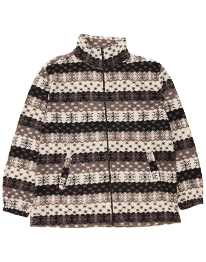 VINTAGE Herren Fleecejacke UK 44 2XL Grau Fair Isle