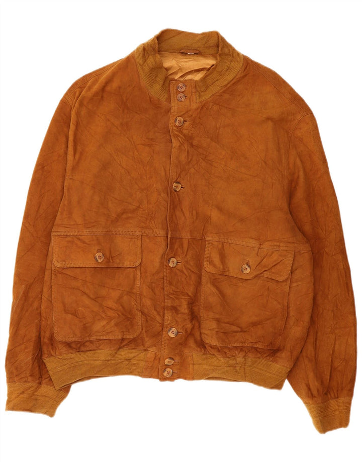 Vintage Herren Wildleder Bomberjacke EU 56 3XL Braunes Leder