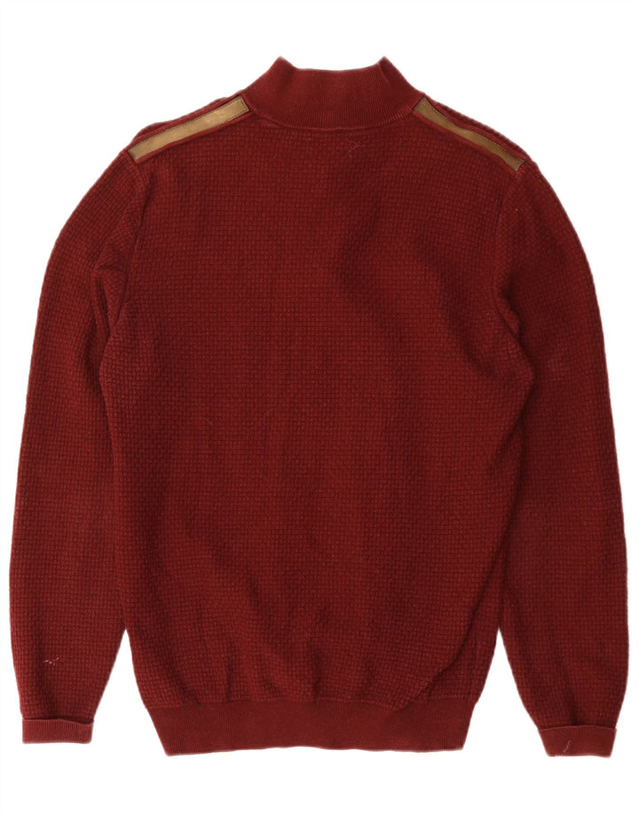 MASSIMO DUTTI Herren-Pullover mit Reißverschluss am Hals, kleine Burgunder-Baumwolle