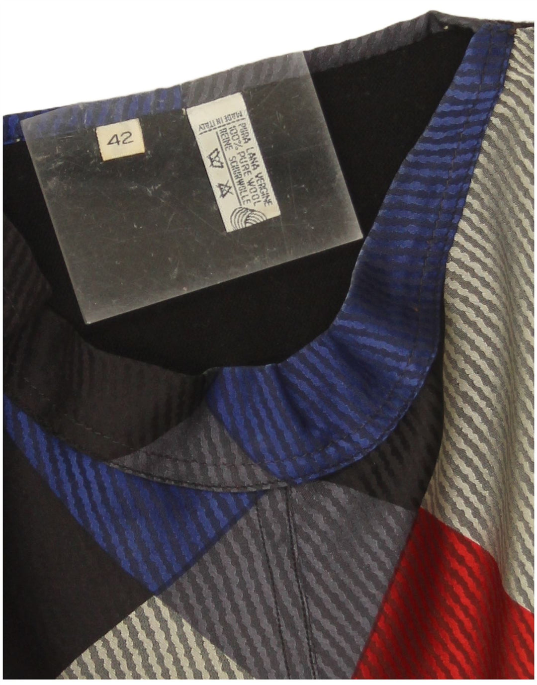 Vintage Damen-Pullover mit U-Boot-Ausschnitt, Größe 42, Mittelschwarz, Farbblock