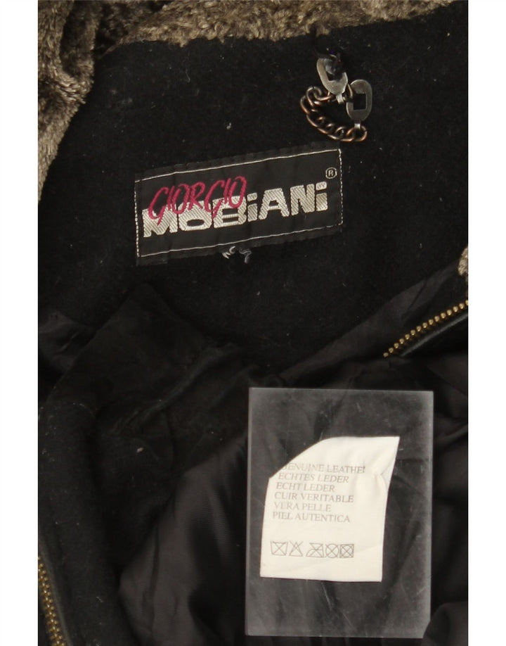 GIORGIO MOBIANI Herren Wildlederjacke mit Kapuze UK 44 2XL Schwarzes Leder