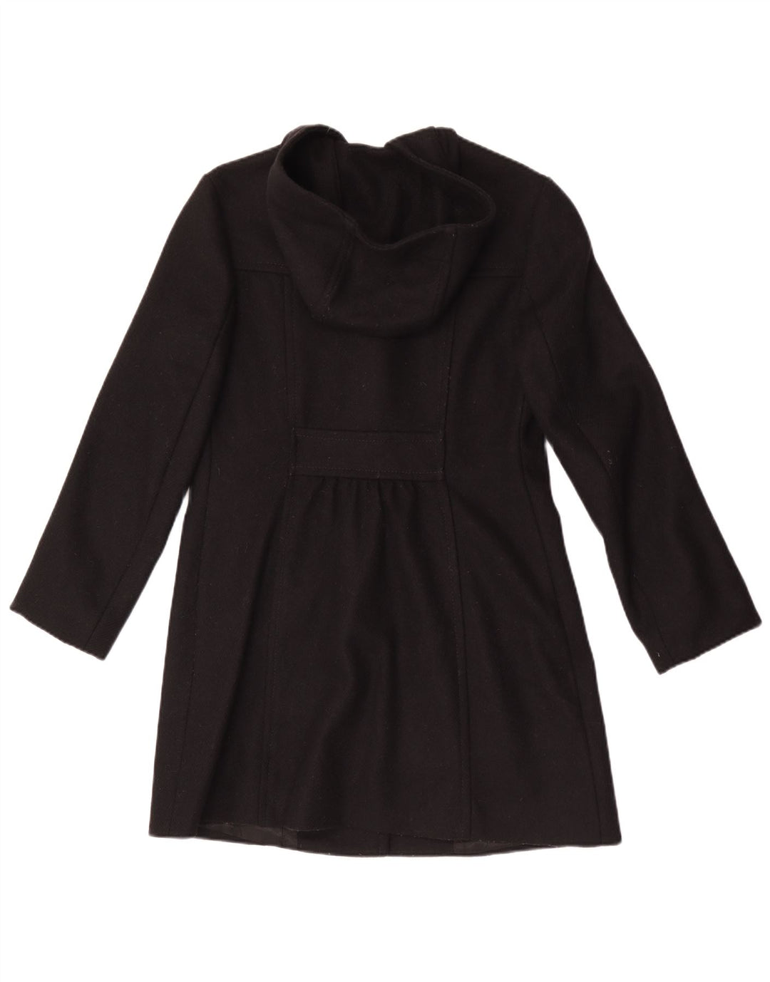 Benetton Damen Dufflecoat mit Kapuze IT 42 Mittelschwarze Wolle