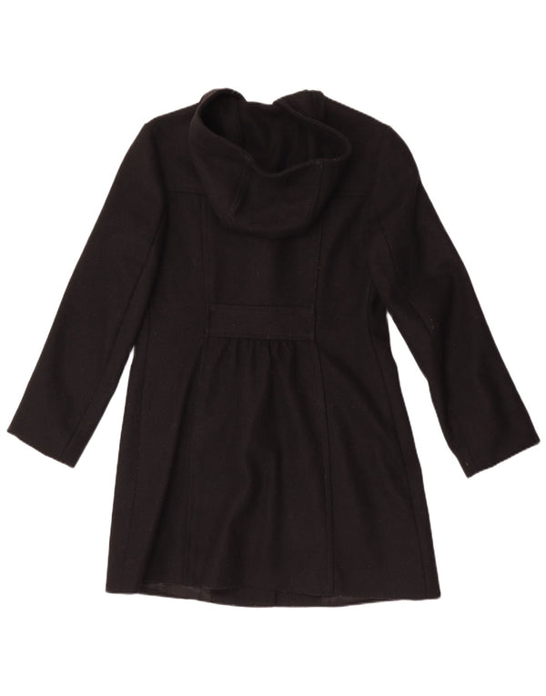 Benetton Damen Dufflecoat mit Kapuze IT 42 Mittelschwarze Wolle