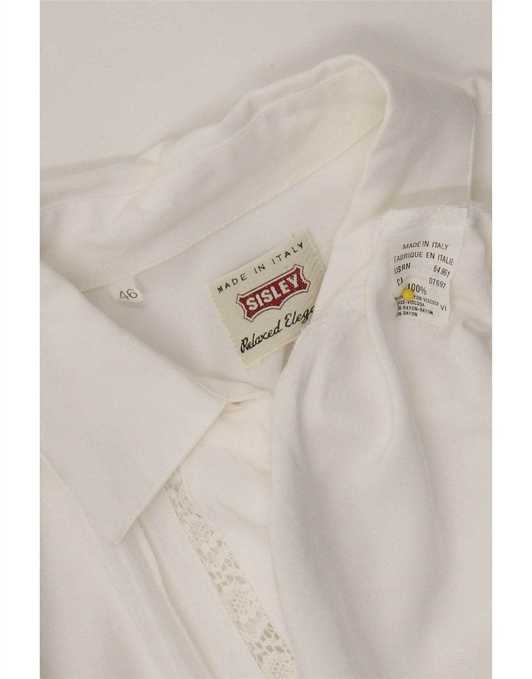 Sisley Damen-Hemd IT 46 Large aus Viskose mit weißem Blumenmuster