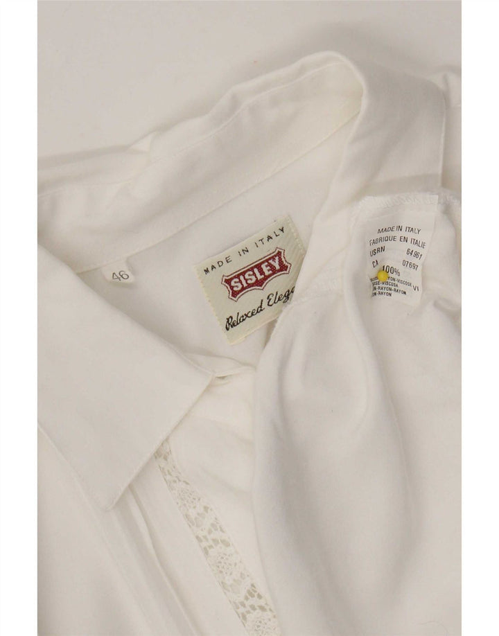 Sisley Damen-Hemd IT 46 Large aus Viskose mit weißem Blumenmuster