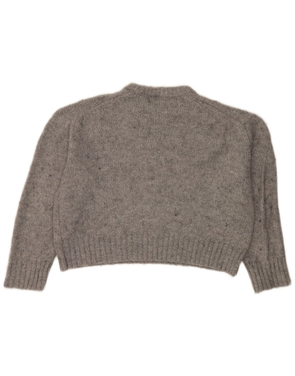 Zara Damen Crop Crew Neck Pullover Pullover UK 10 Small Grau meliert