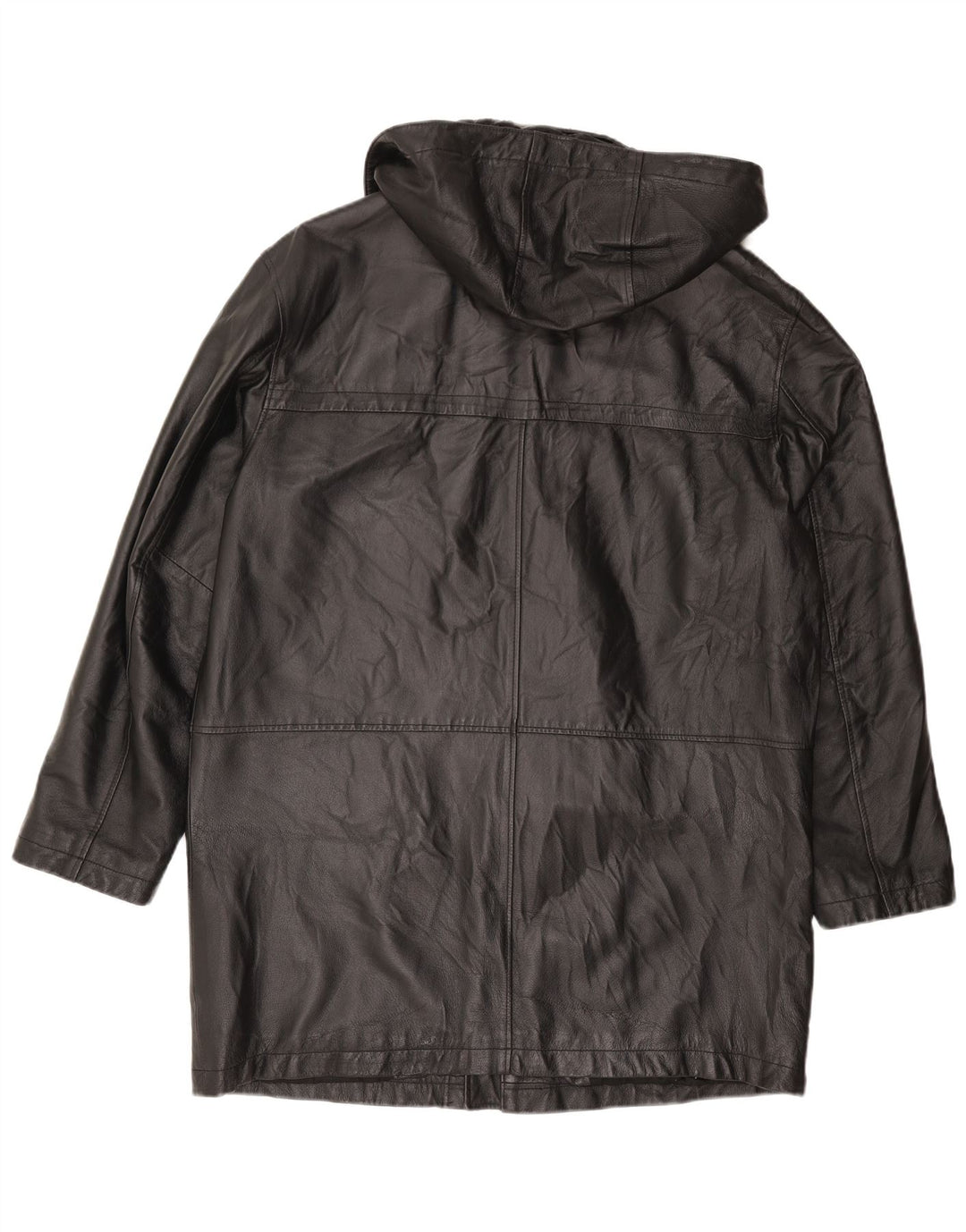 Studio 81 Herren-Ledermantel mit Kapuze IT 54 2XL Schwarzes Leder