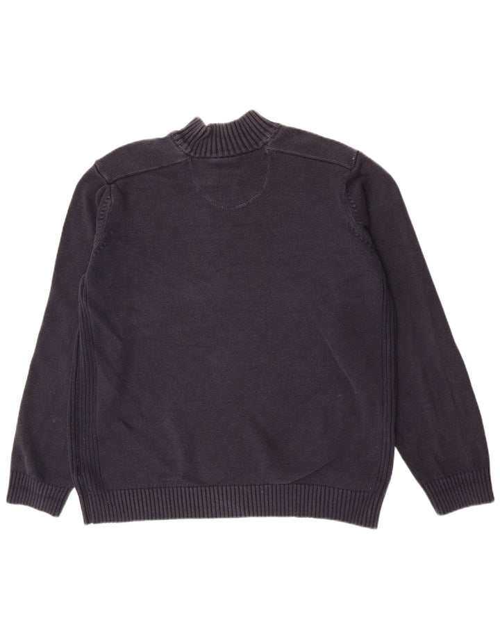 Marks & Spencer Herren Blauer Harbour-Pullover mit Knopfkragen, XL, Marineblau, Baumwolle