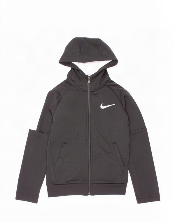 Nike Jungen-Kapuzenpullover mit Reißverschluss, 4–5 Jahre, Größe S, Schwarz, Colourblock-Polyester
