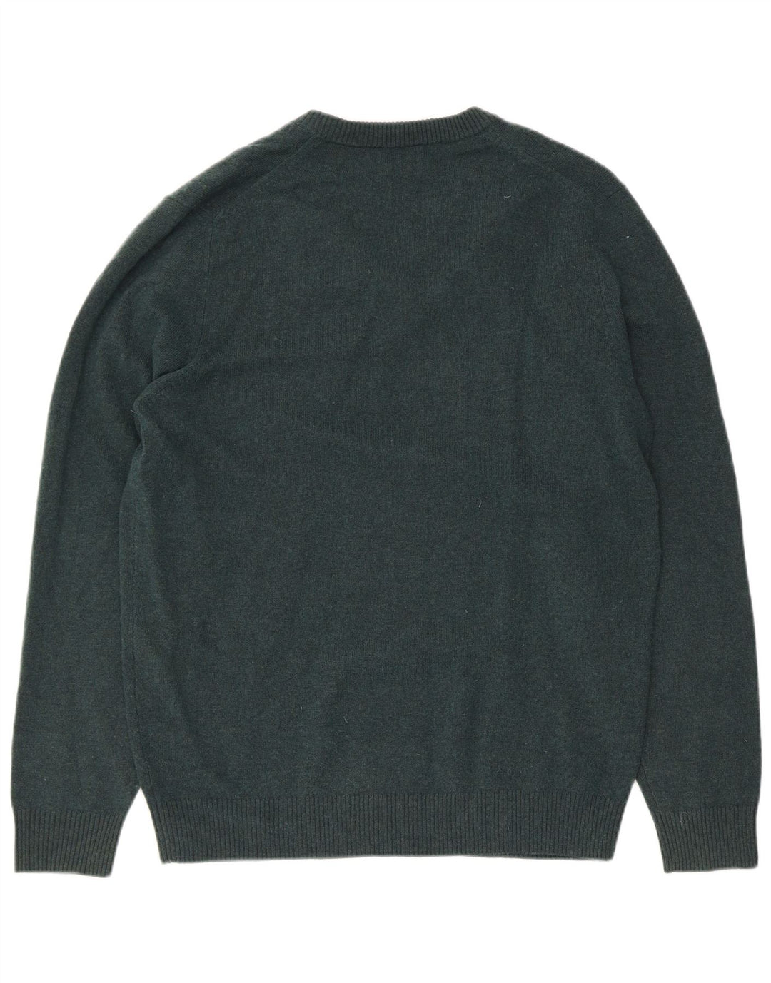 Massimo Dutti Herren-Pullover mit V-Ausschnitt, große grüne Wolle