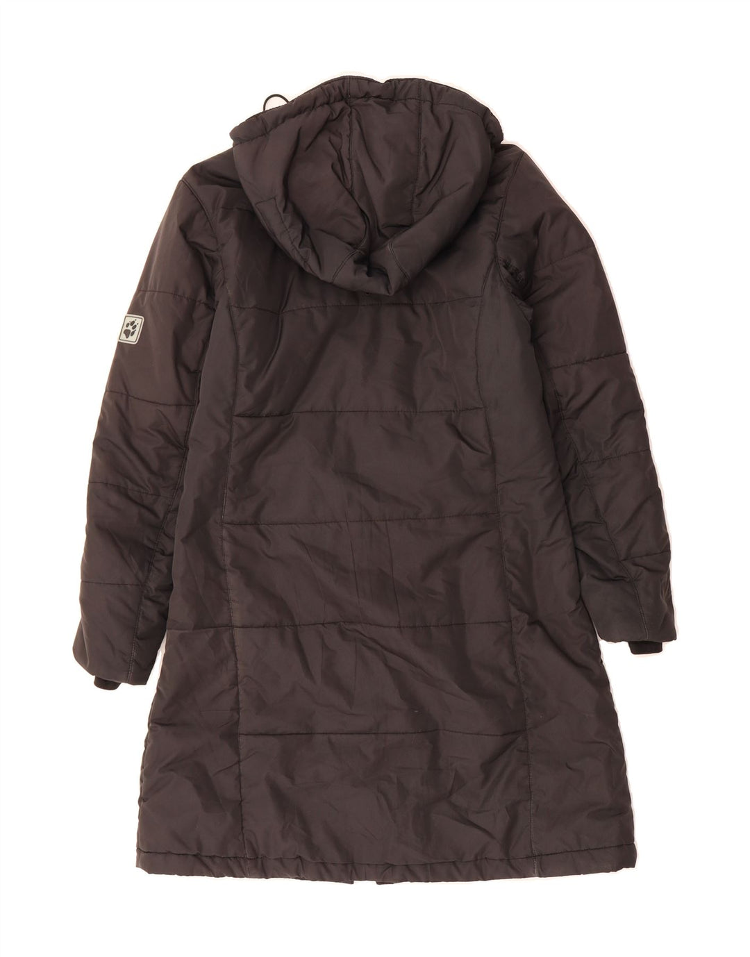 JACK WOLFSKIN Womens Hooded Padded Coat UK 10 Small Grey Polyester Vintage Jack Wolfskin and Second-Hand Jack Wolfskin from Messina Hembry 