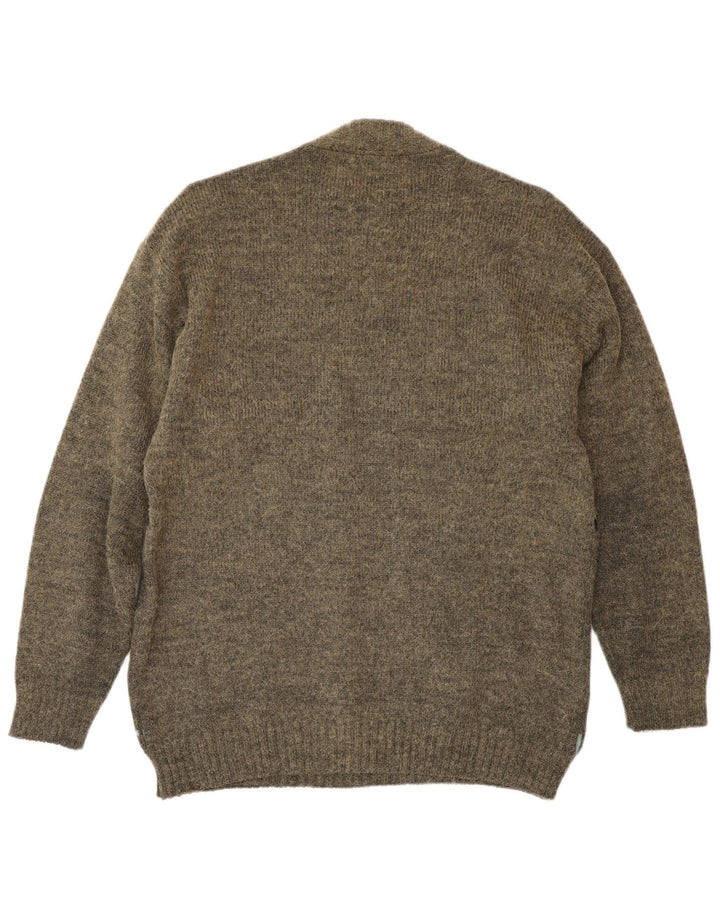 Vintage Herren Pullover mit Rundhalsausschnitt Medium Khaki Fair Isle