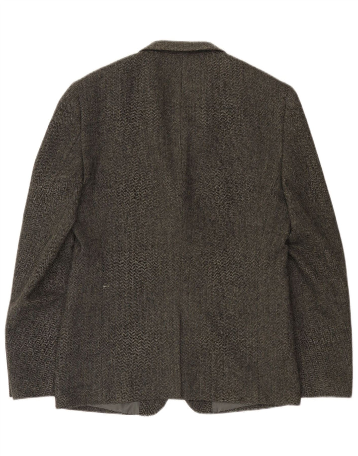 Superdry Herren-Blazer mit 2 Knöpfen, UK 38, mittelgrau, Fischgrätenmuster