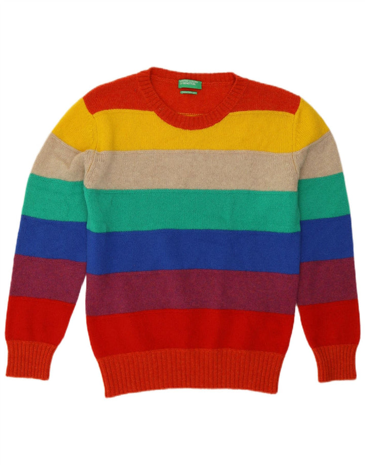 Benetton Damen-Pullover mit Rundhalsausschnitt, Größe M, mehrfarbig, gestreift, UK 14