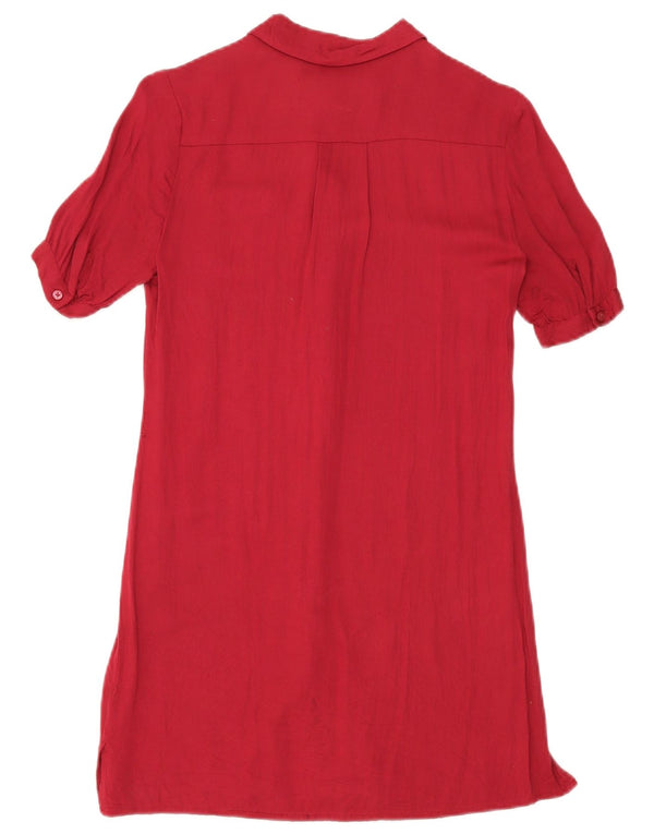 Jack Wills Damen-Hemdkleid mit kurzen Ärmeln, Gr. 8, Burgunderrot, Viskose