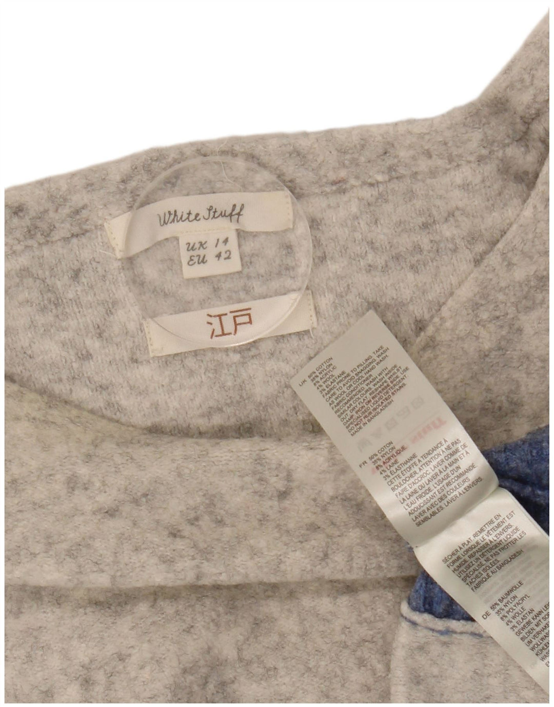 White Stuff Damen-Pullover mit U-Boot-Ausschnitt, UK 14, Größe L, Grau, Farbblock