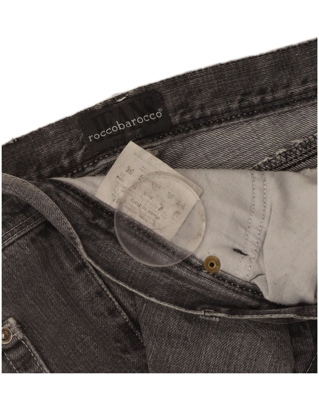 Roccobarocco Damen Jeansshorts W30 mittelgraue geblümte Baumwolle