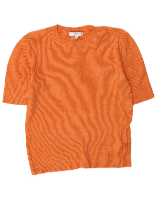 Marks & Spencer Damen T-Shirt Top UK 14 Large Orange Viskose