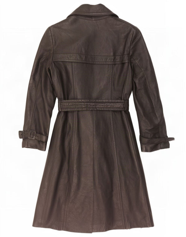Vintage Damen Ledermantel UK 10 Small Schwarz