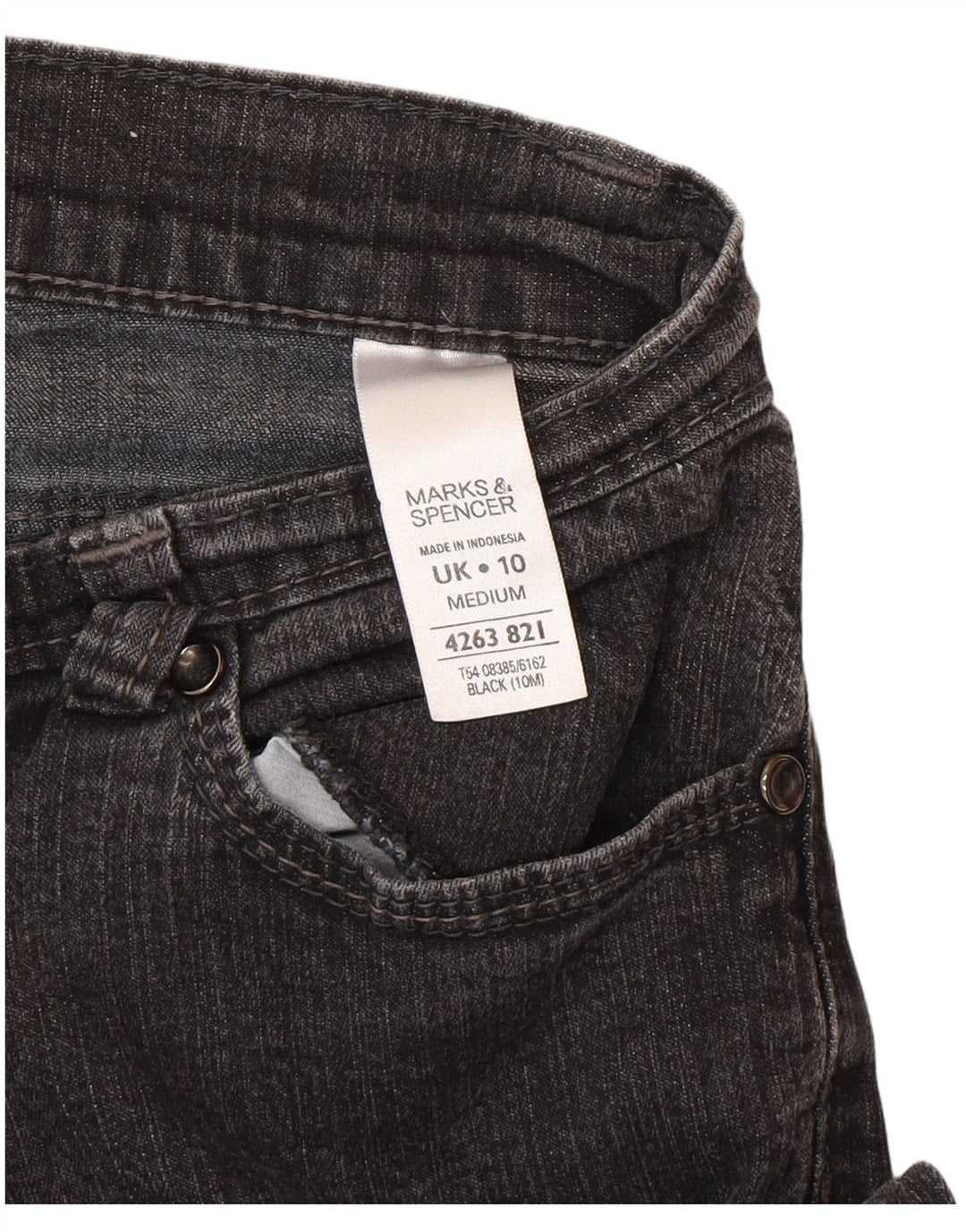 Marks & Spencer Damen Bootcut Jeans UK 10 Small W27 L29 Schwarze Baumwolle