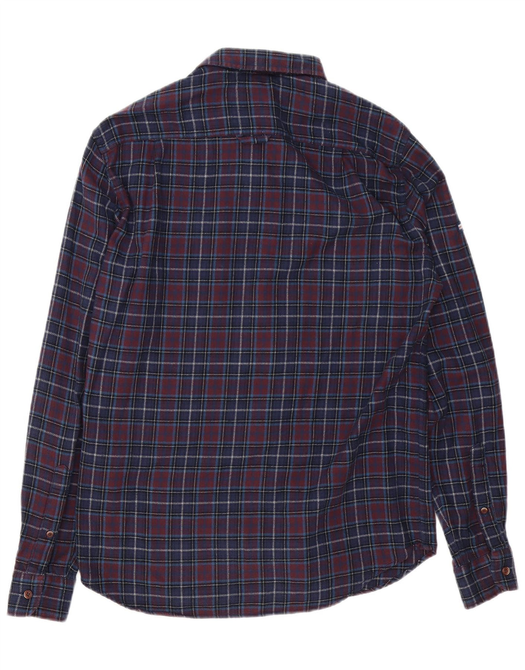 Superdry Herren-Flanellhemd mit normaler Passform, mittelblau, kariert, Baumwolle