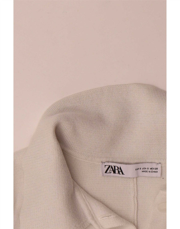 Zara Damen Crop Oversized Cardigan Top UK 10 Small Weiße Viskose
