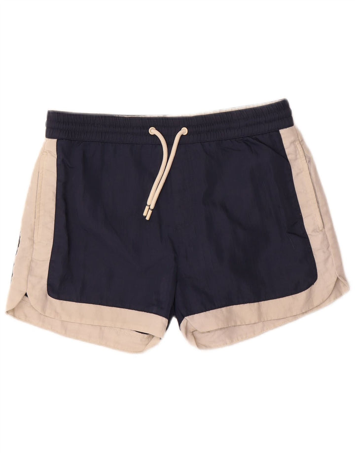 Reiss Herren-Badeshorts, klein, marineblaues Farbblock-Polyester