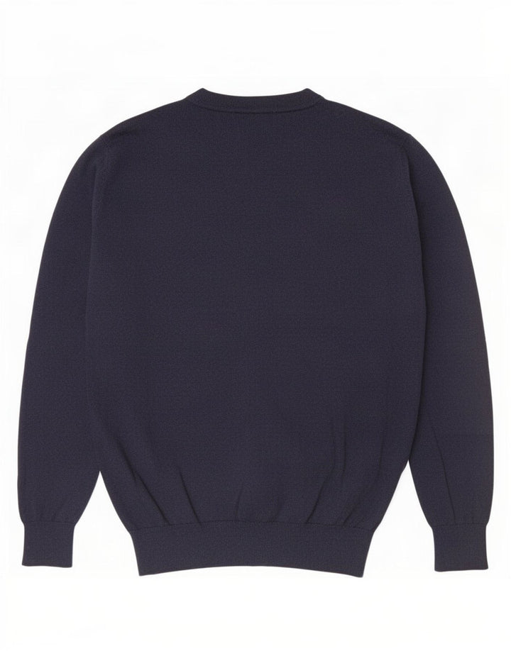 Massimo Dutti Herren-Pullover mit V-Ausschnitt in mittlerem Marineblau