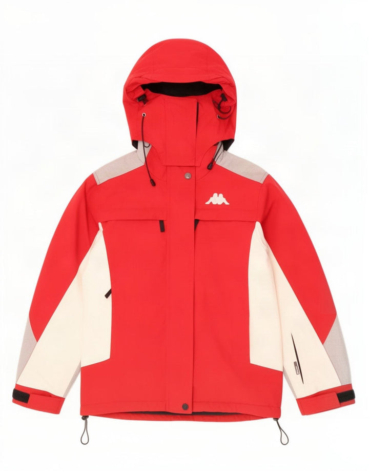 Kappa Damen Skijacke mit Kapuze UK 14 Mittelrotes Colourblock-Polyester