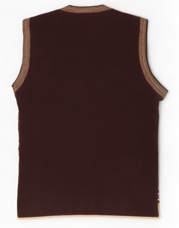 Zara Herren-Tanktop, groß, braun gestreift, Acryl