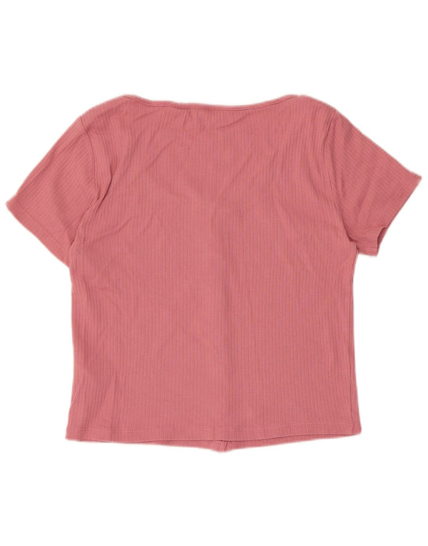 Levi's Damen Crop Kurzarm-Hemdbluse UK 14 Large Rosa Baumwolle