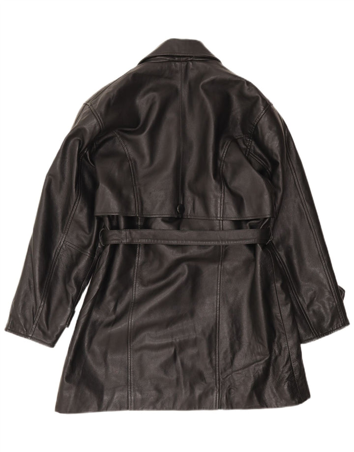 Santini Damen Ledermantel UK 14 Mittelschwarzes Leder