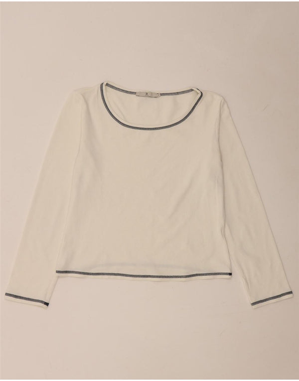 i Blues Damen Crop Top Langarm UK 14 Large Weiß