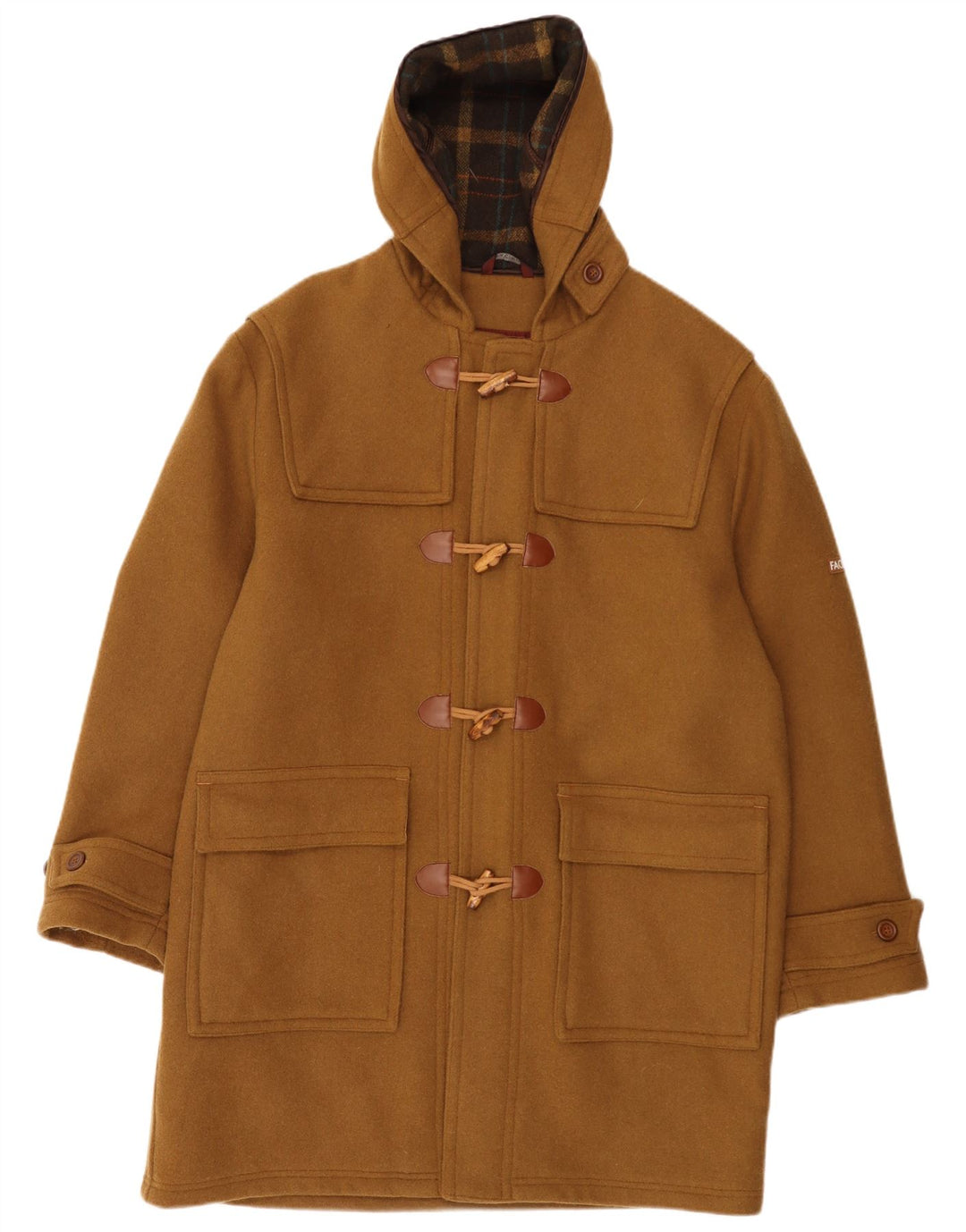 FACIBA Herren-Dufflecoat mit Kapuze, IT 50, große braune Wolle