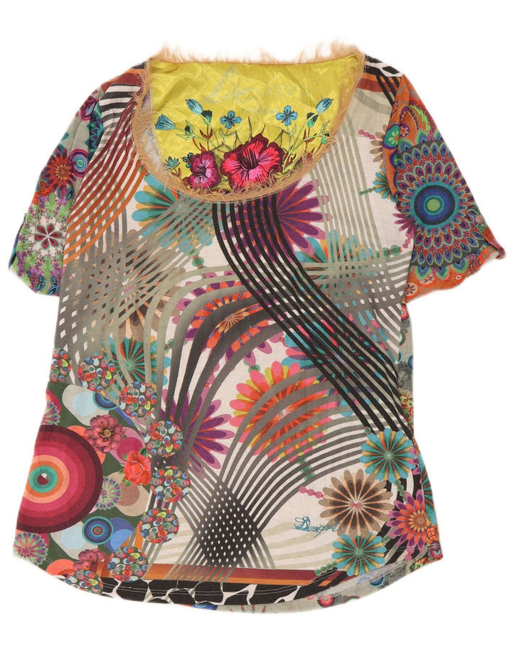 Desigual Damen-Blusenoberteil, UK-Größe 44, groß, mehrfarbig, mit Blumenmuster