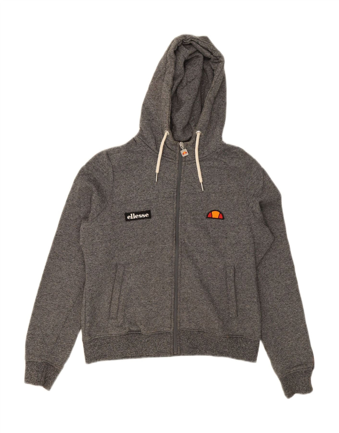 ELLESSE Womens Oversized Zip Hoodie Sweater UK 10 Small  Grey Colourblock Vintage Ellesse and Second-Hand Ellesse from Messina Hembry 