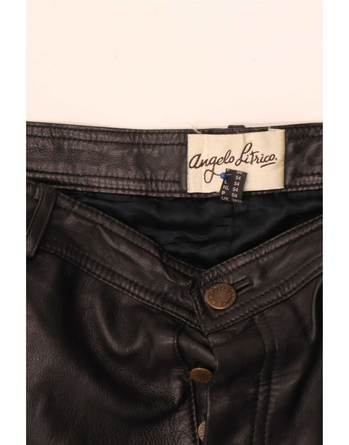 Angelo Litrico Herren gerade Lederhose W38 L30 Schwarz
