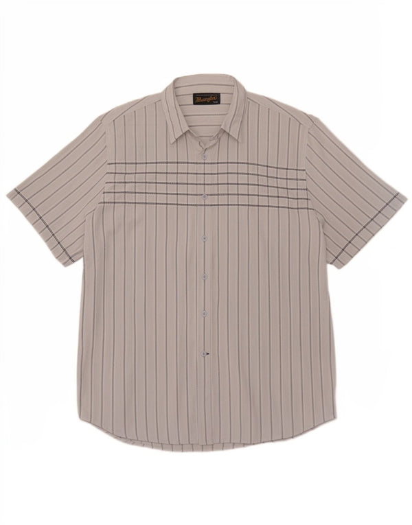 Wrangler Herren Kurzarmhemd XL blau gestreift aus Baumwolle