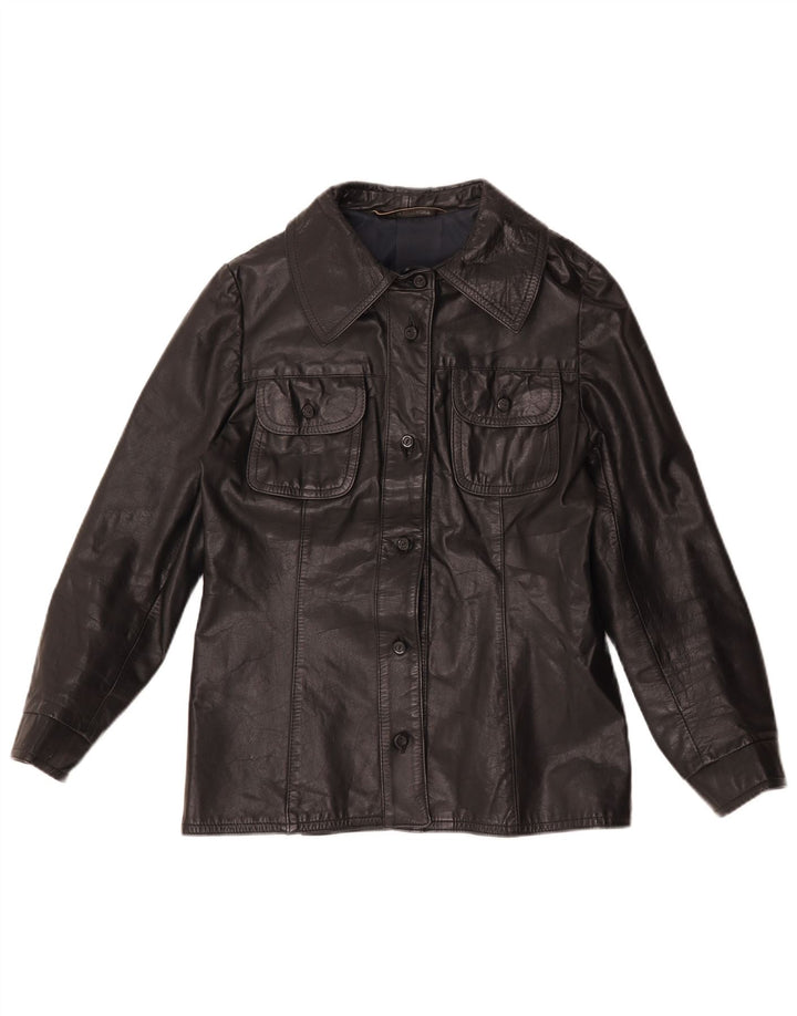 Vintage Damen Lederjacke IT 44 Mittelschwarzes Leder