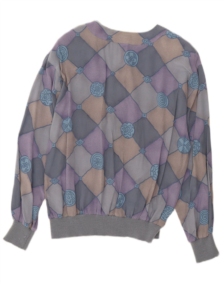 AGENDA Damen Hemdbluse IT 42 Mittelblau karierte Seide