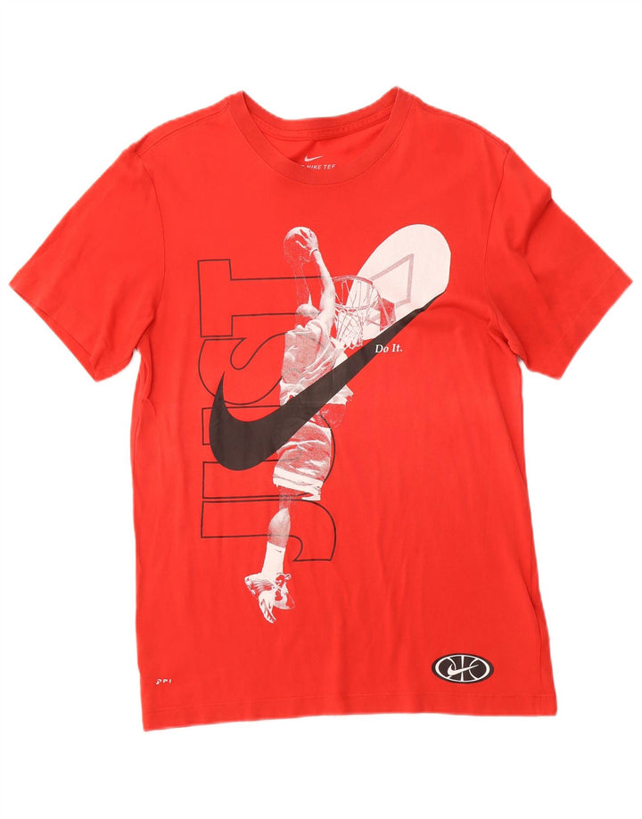 NIKE Herren Dri Fit Graphic T-Shirt Top Small Rot Baumwolle